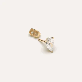 1 1/2 carat Single Pear Diamond Stud Earring