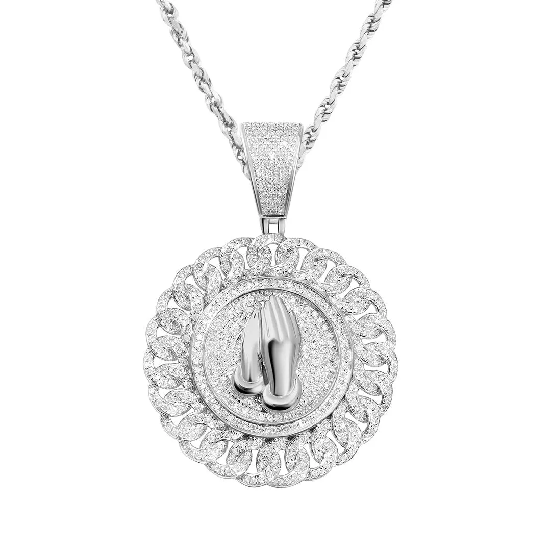 10k Gold Diamond Prayer Hand Pendant 1.3 Ctw