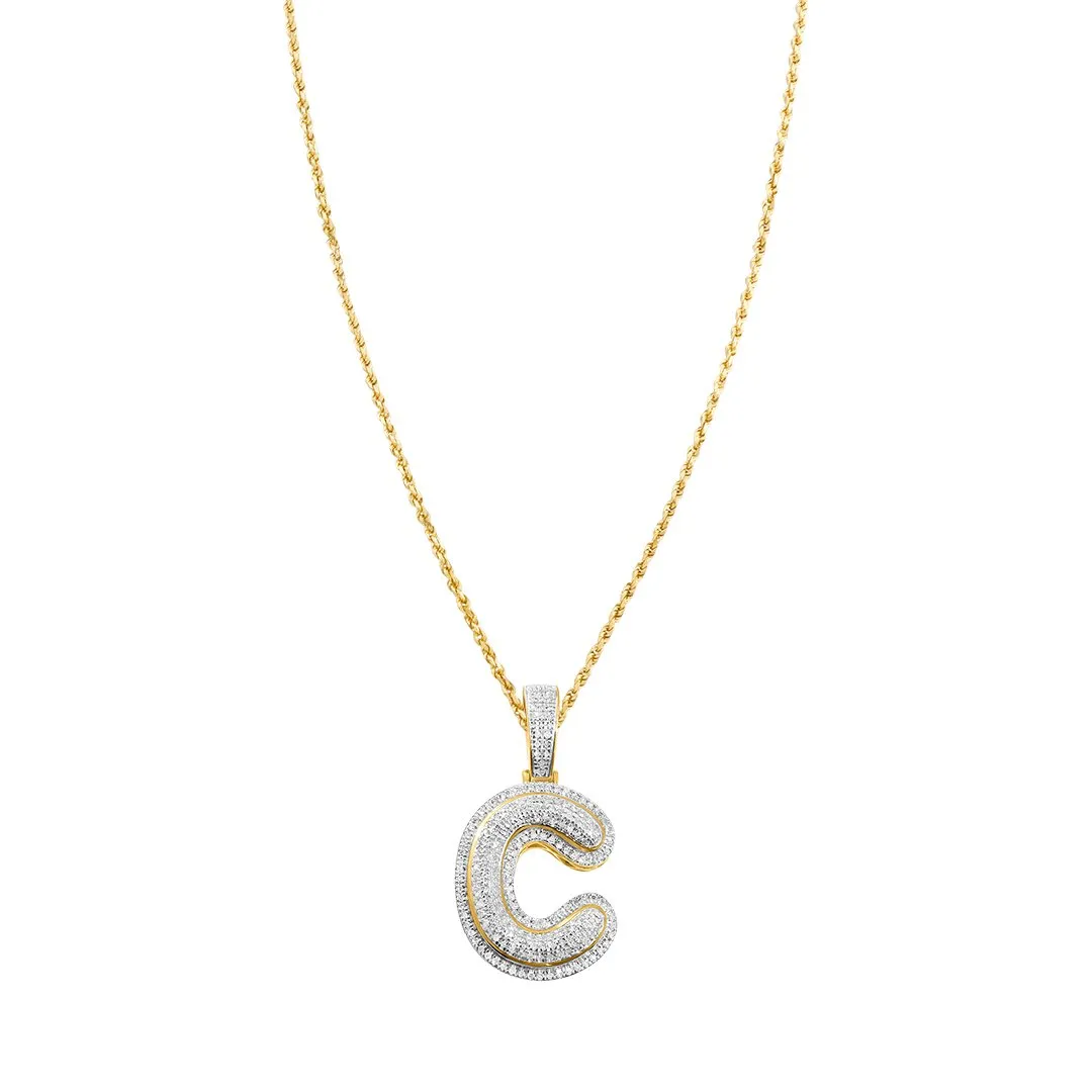 10k Yellow Gold Diamond C Pendant 0.32 Ctw