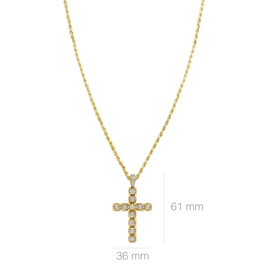 10k Yellow Gold Diamond Cross Pendant 0.15 Ctw