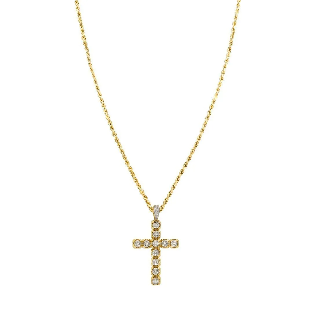 10k Yellow Gold Diamond Cross Pendant 0.15 Ctw