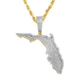 10K Yellow Gold Diamond Florida Pendant 0.50 Ctw