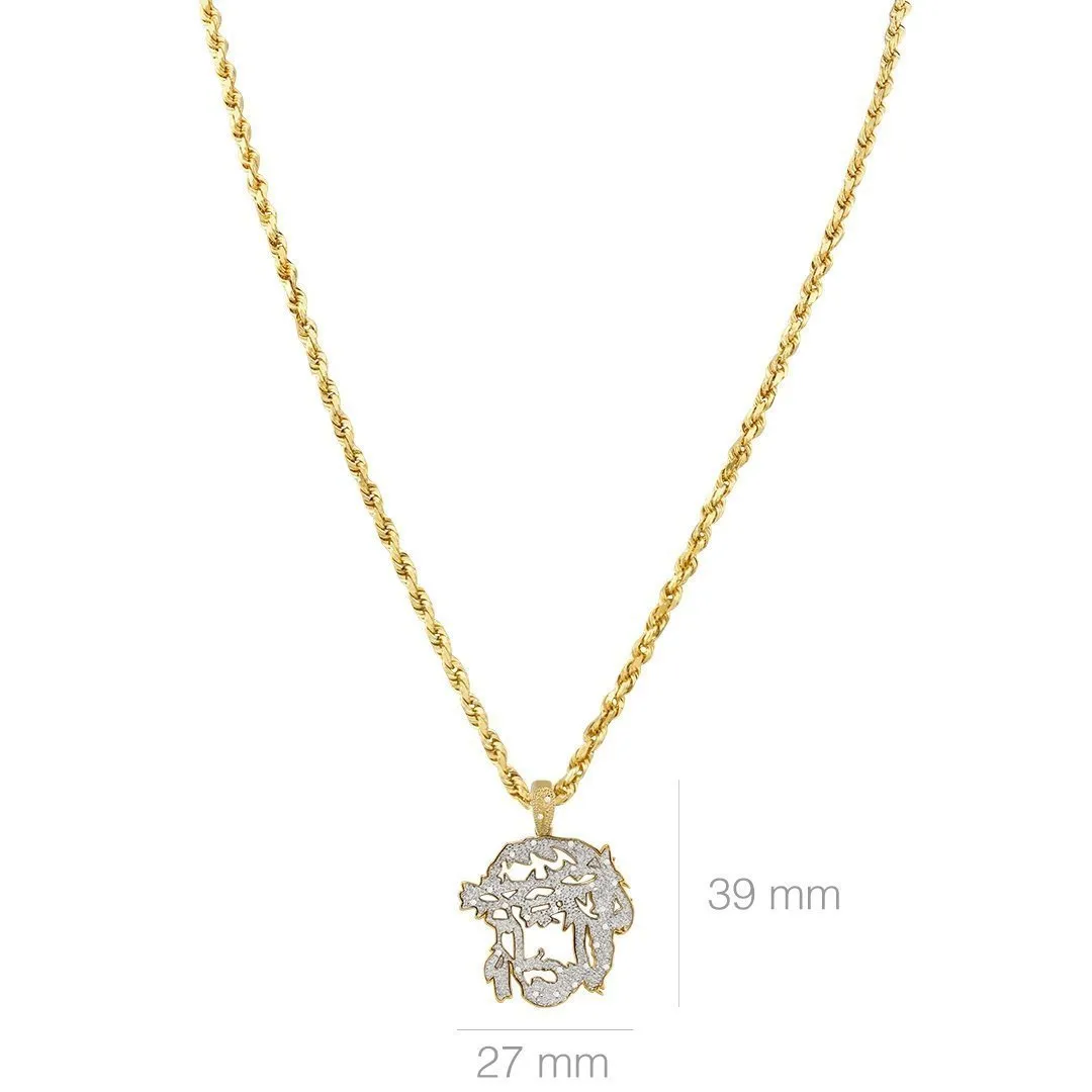 10k Yellow Gold Diamond Jesus Head Pendant 0.25 Ctw