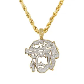 10k Yellow Gold Diamond Jesus Head Pendant 0.25 Ctw