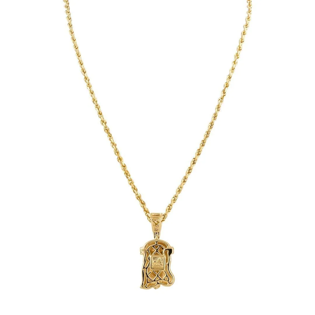 10k Yellow Gold Diamond Jesus Head Pendant 0.30 Ctw