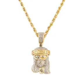 10k Yellow Gold Diamond Jesus Head Pendant 0.30 Ctw