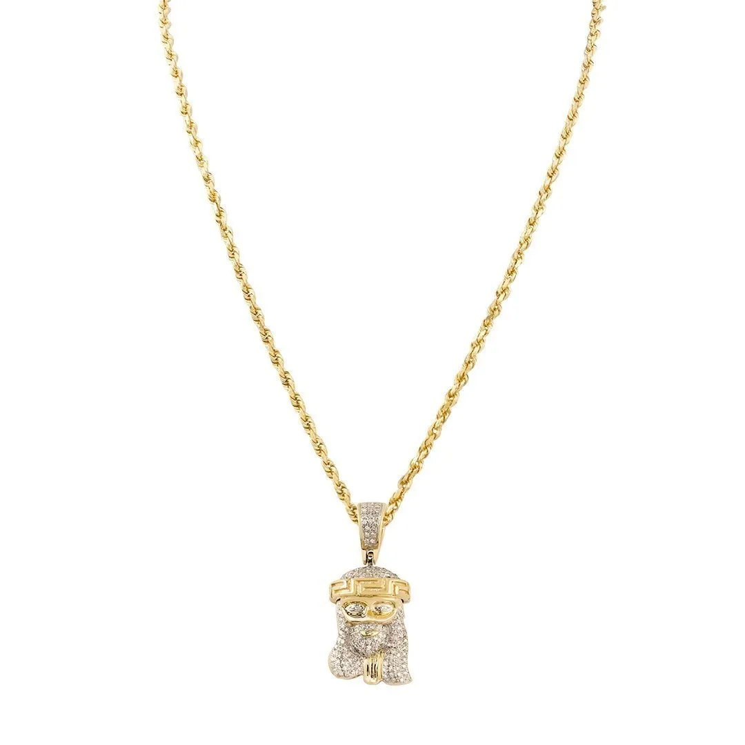 10k Yellow Gold Diamond Jesus Head Pendant 0.30 Ctw