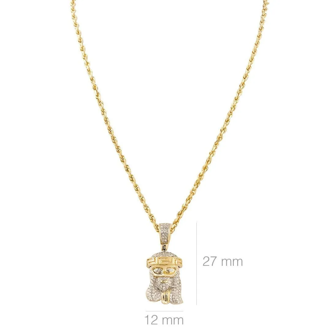 10k Yellow Gold Diamond Jesus Head Pendant 0.30 Ctw