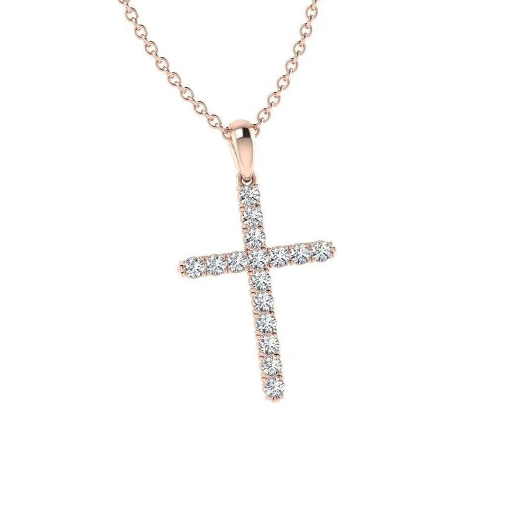 14k Gold Diamond Cross Pendant