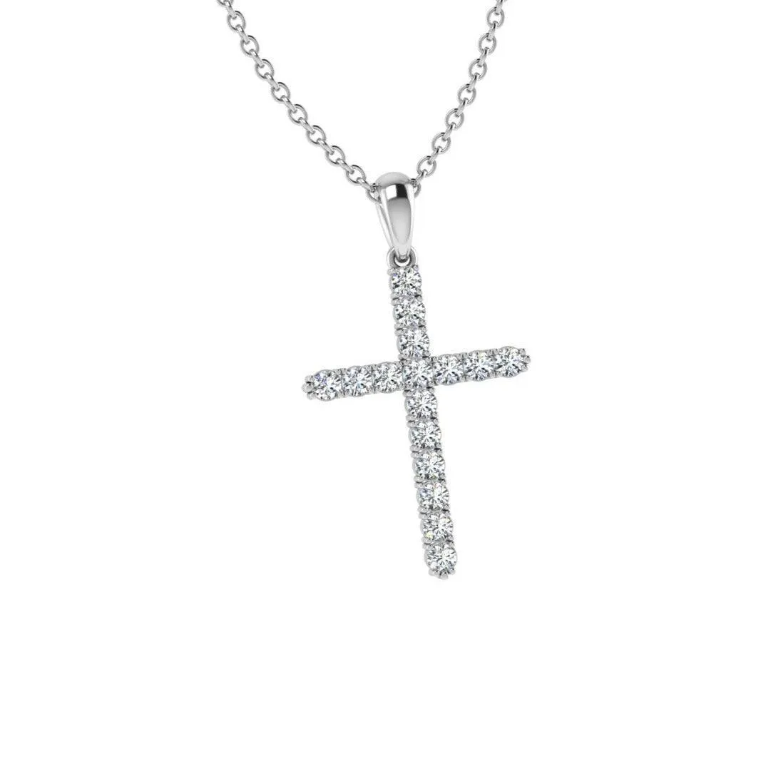 14k Gold Diamond Cross Pendant