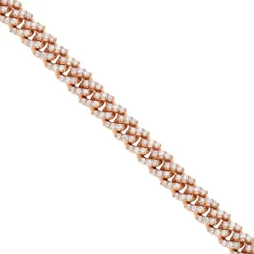 14k Rose Gold Diamond Cuban Link Chain 13.8 Ctw