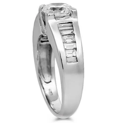 14K Solid White Gold Mens Diamond Ring 0.75 Ctw