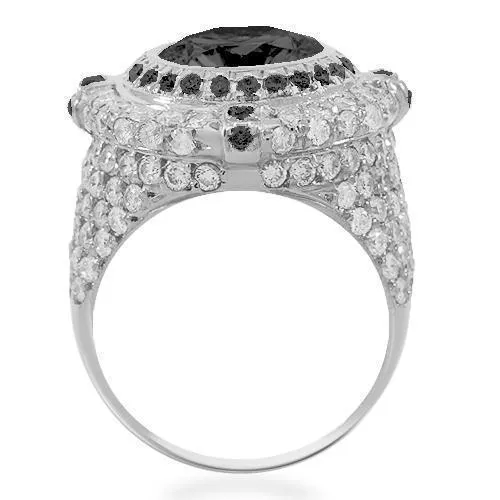 14K Solid White Gold Mens Diamond Ring with Black Diamonds 5.50 Ctw