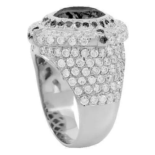 14K Solid White Gold Mens Diamond Ring with Black Diamonds 5.50 Ctw