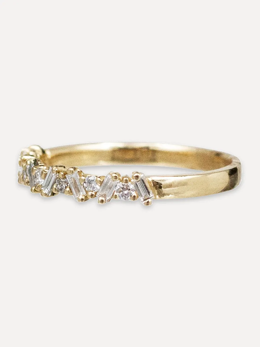 14K Stardust Diamond Stacking Band