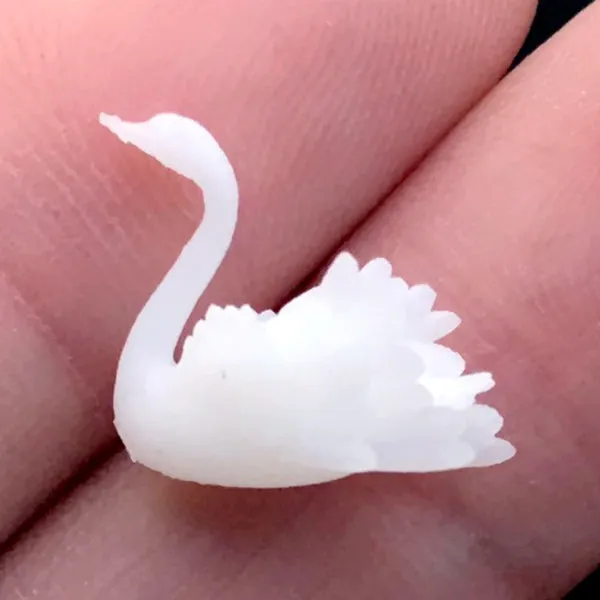 3D Animal Resin Inclusion | Dollhouse Swan Embellishment for Resin Art | Miniature Bird | Resin Jewellery Making (2 pcs / 13mm x 12mm)