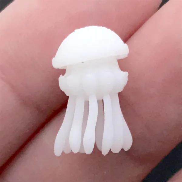 3D Jellyfish Figurine | Marine Life Embellishments | Miniature Sea Jelly Resin Inclusion | Resin Jewelry Supplies (2 pcs / 10mm x 16mm)