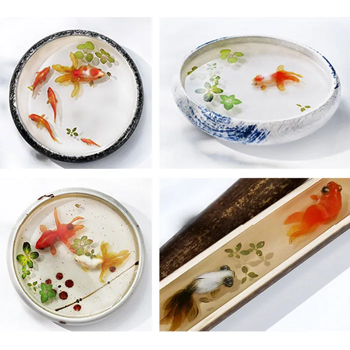 3D Resin Painting Sticker | Koi Fish Stickers with 3D Effect | Miniature Koi Pond Making | Clear Film for Resin Art (2 Sheets)