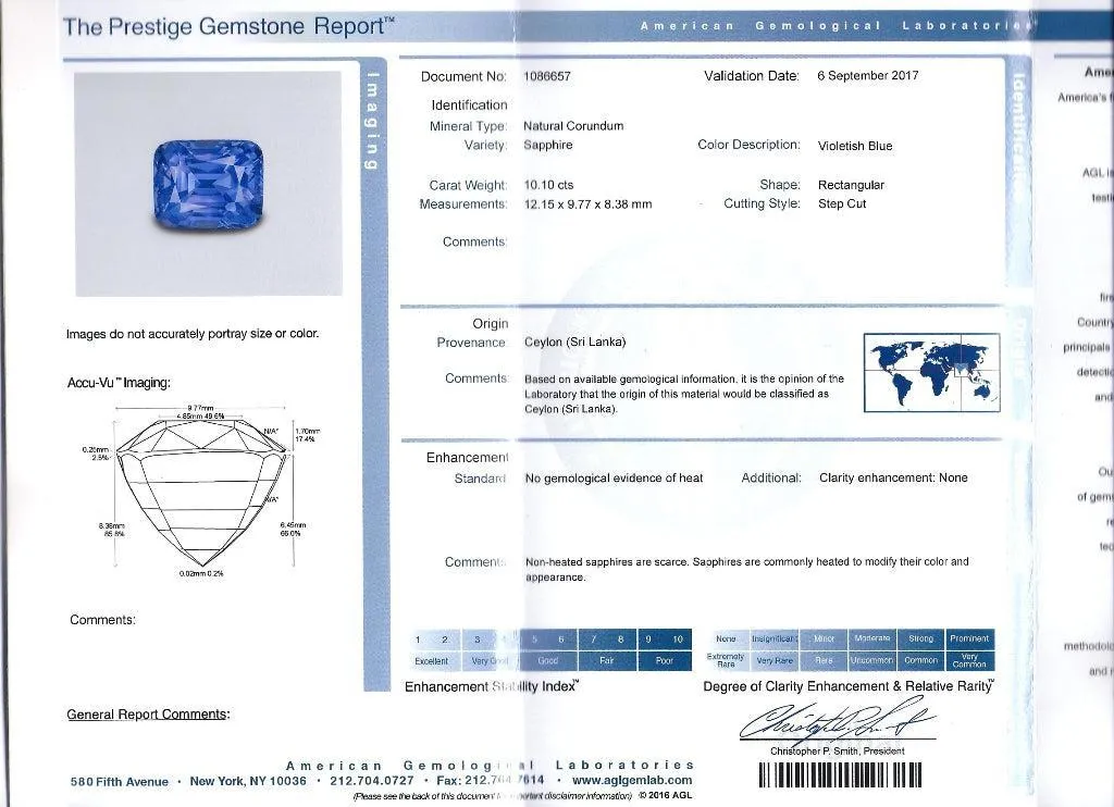 AGL Certified 10.10 Carat No Heat Ceylon Cornflower Blue Sapphire & Diamond Ring