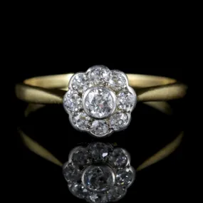 Antique Edwardian Diamond Cluster Ring 18Ct Gold Circa 1910