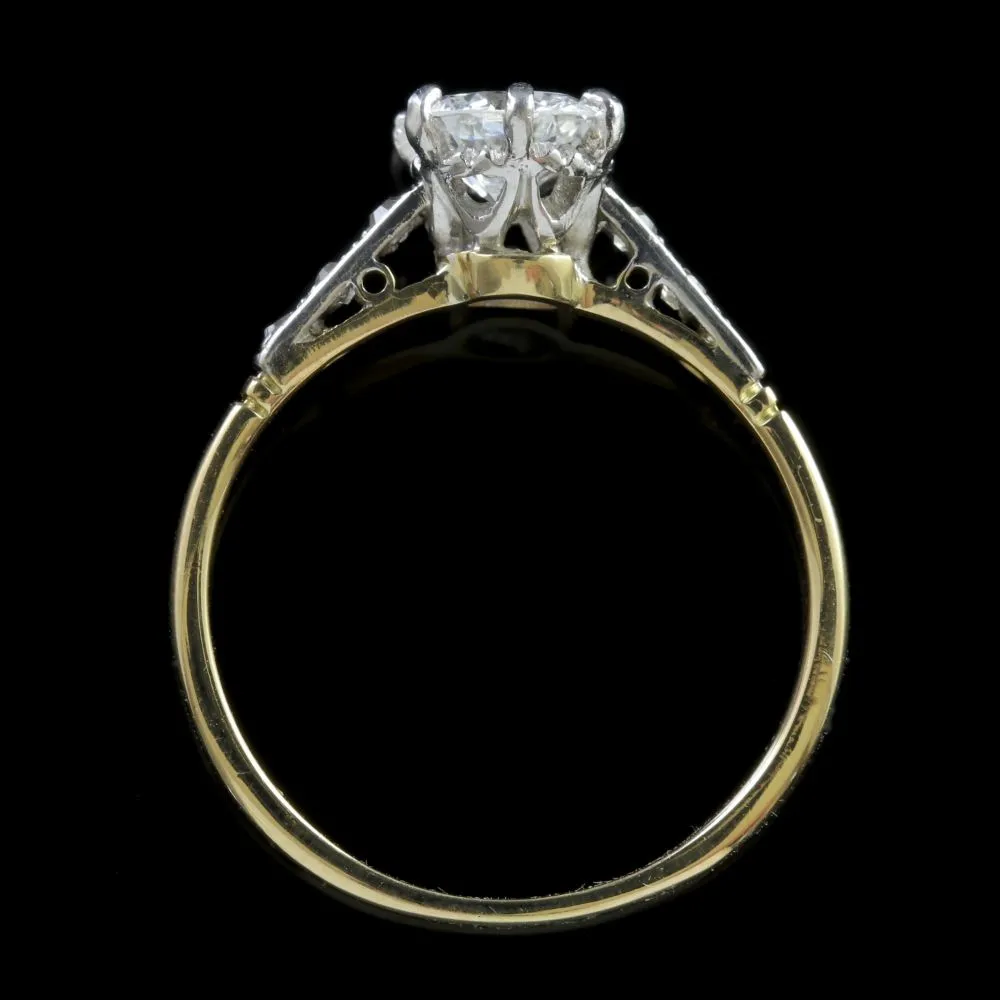 Antique Edwardian Diamond Ring Solitaire Engagement Ring Circa 1915