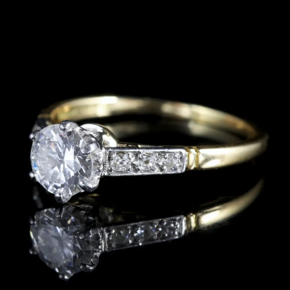 Antique Edwardian Diamond Ring Solitaire Engagement Ring Circa 1915