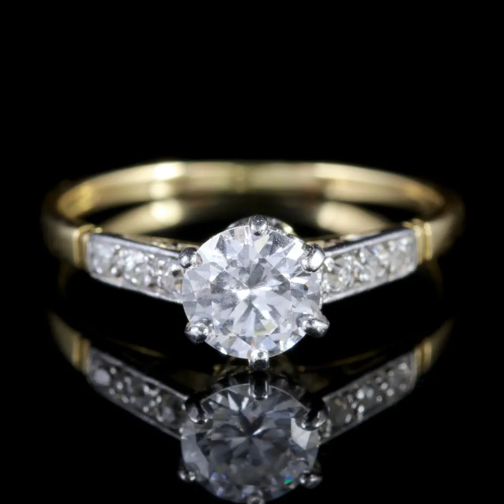 Antique Edwardian Diamond Ring Solitaire Engagement Ring Circa 1915