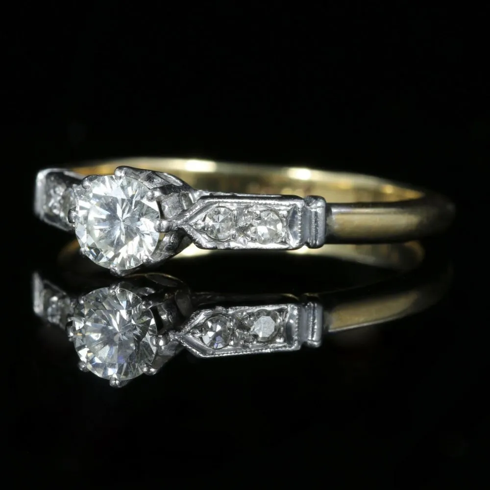 Antique Edwardian Diamond Solitaire Engagement Ring Circa 1915