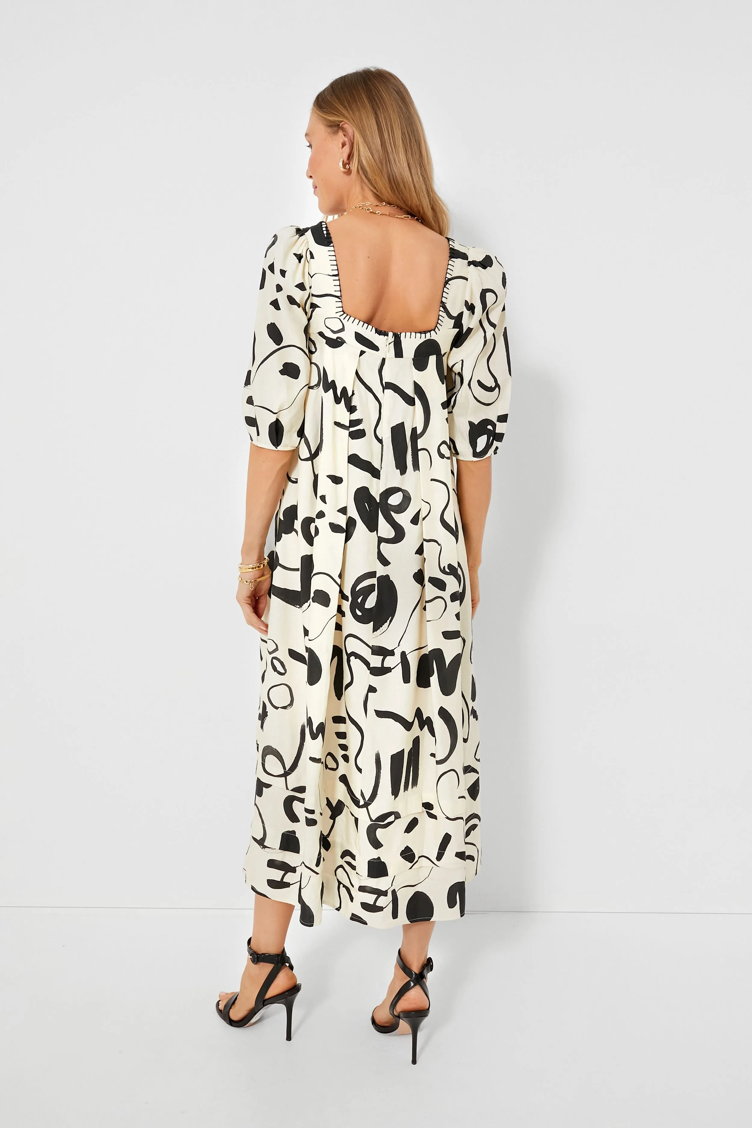 Black and White Ink Line Waverly Dress