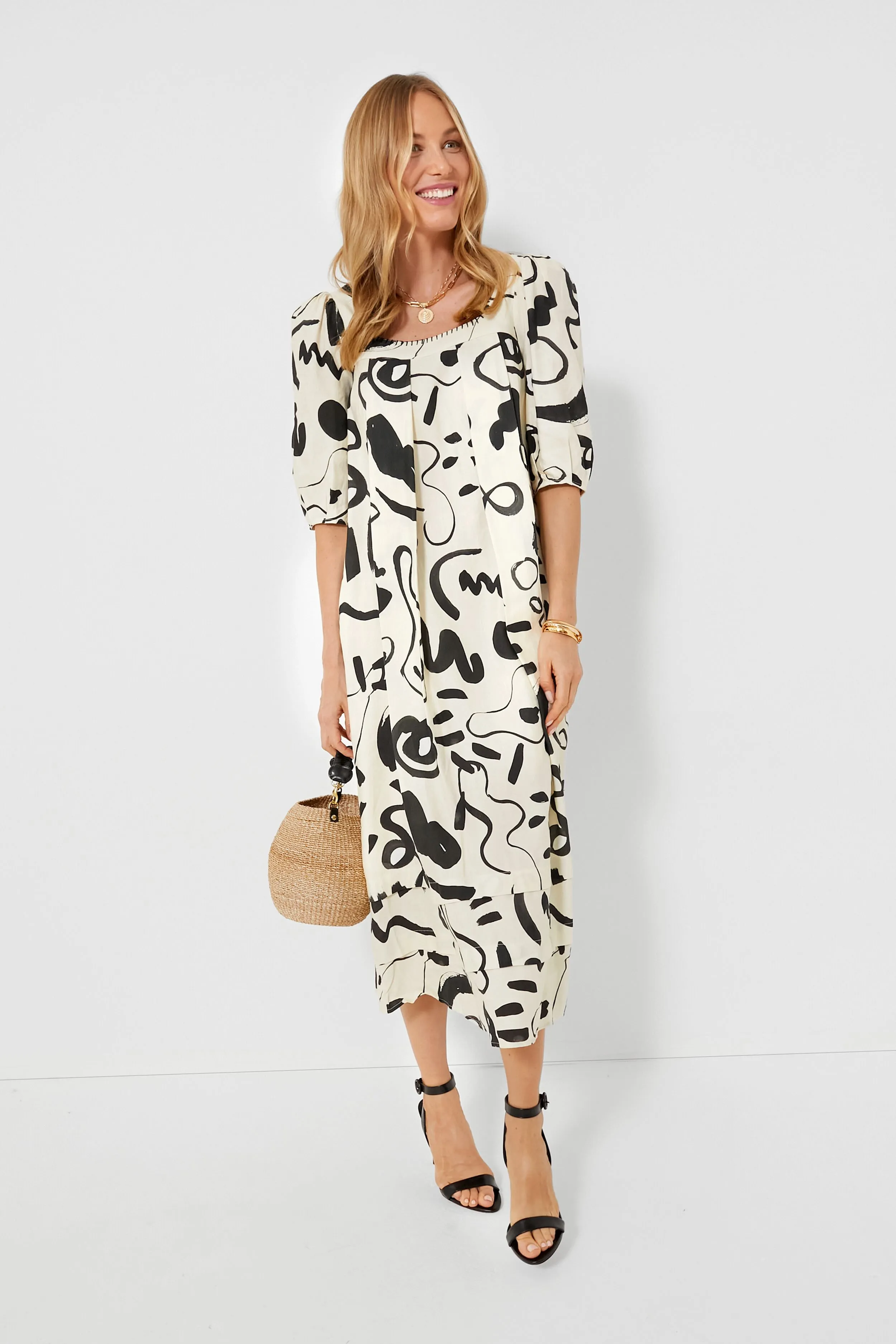 Black and White Ink Line Waverly Dress