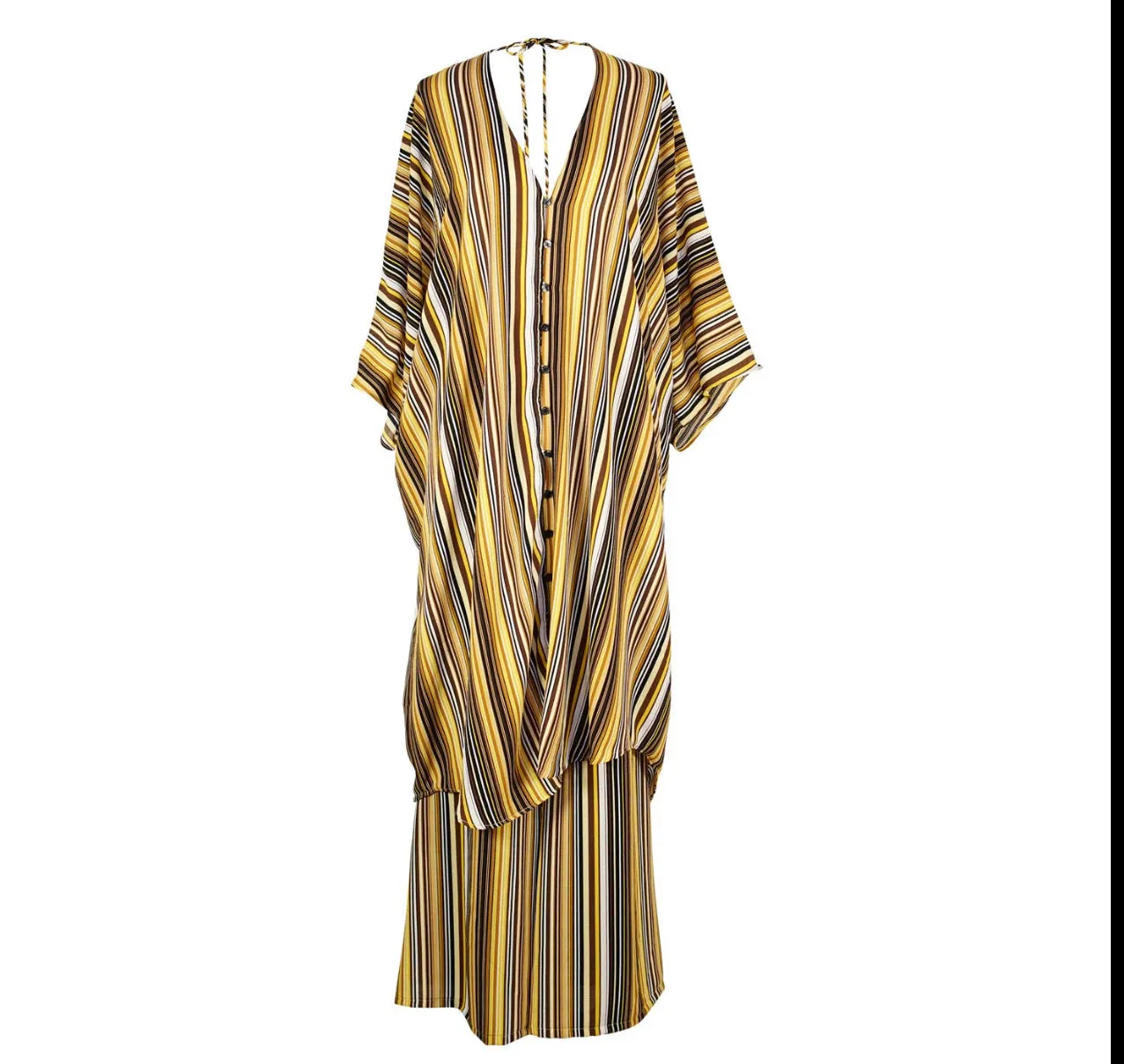 Bohemian Bank Striped Tunic Caftan Set