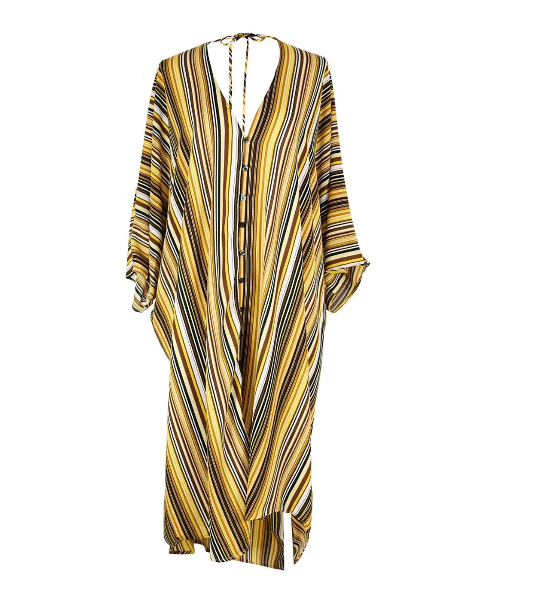 Bohemian Bank Striped Tunic Caftan Set