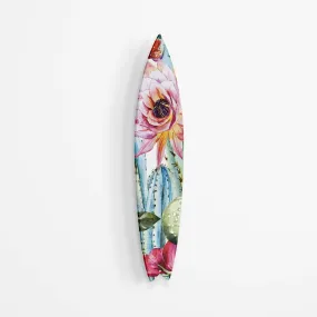 Cactus with Poppy Flowers Acrylic Surfboard Wall Art