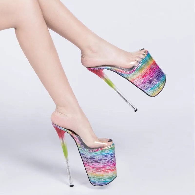 Candy Colours Extreme Transparent Peep Toe Sandals with Stiletto Heels