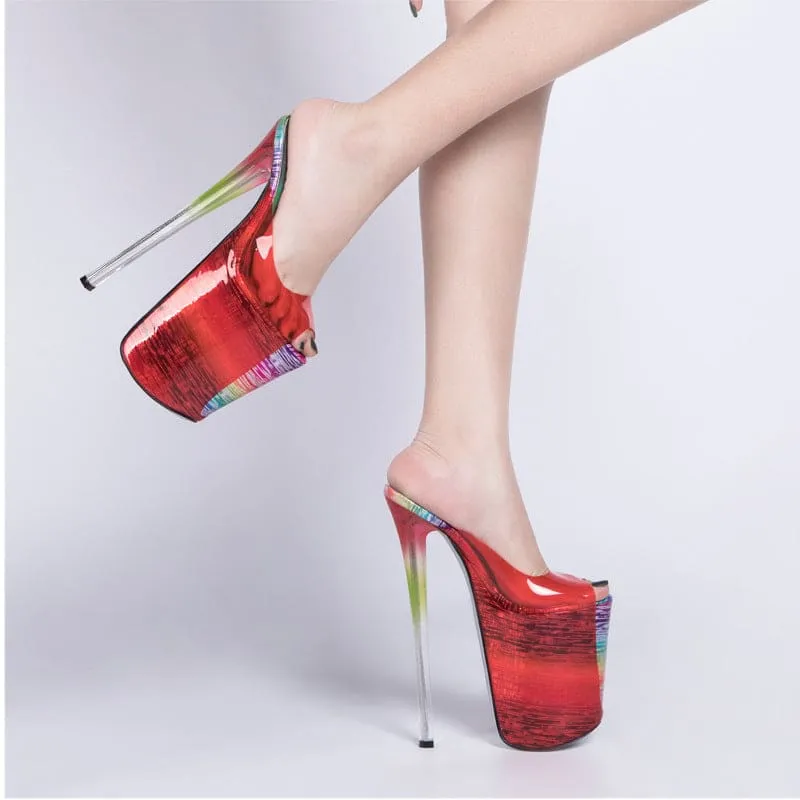 Candy Colours Extreme Transparent Peep Toe Sandals with Stiletto Heels