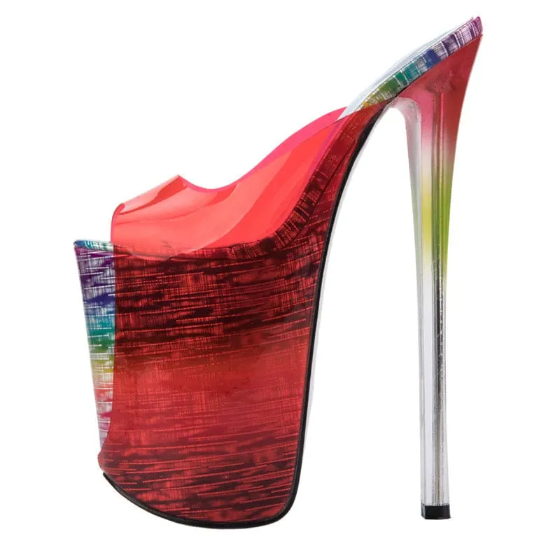 Candy Colours Extreme Transparent Peep Toe Sandals with Stiletto Heels