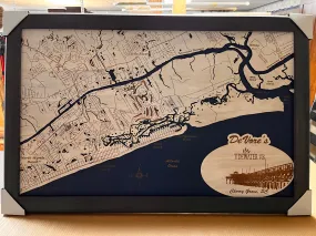 Cherry Grove, South Carolina - laser cut wood map