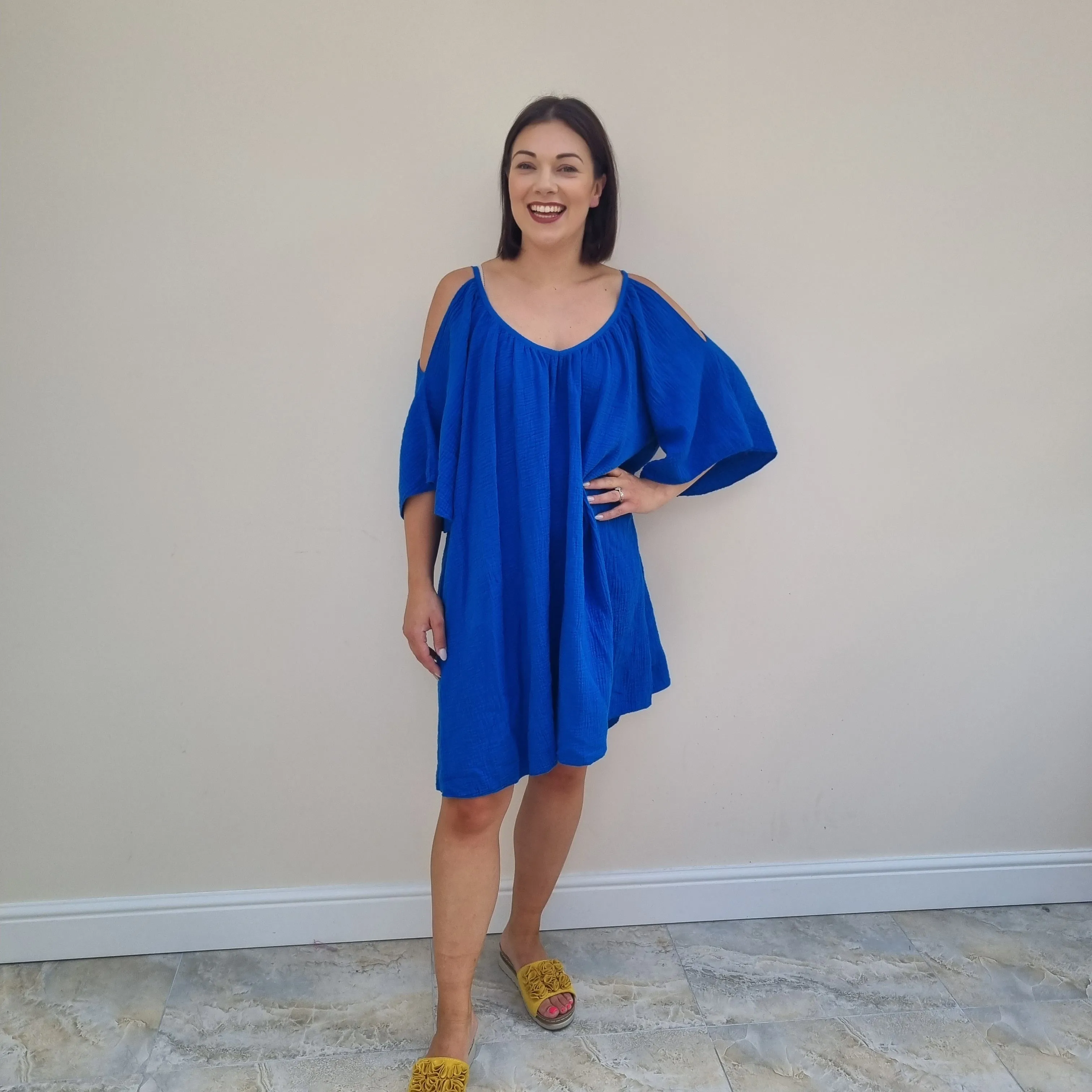 Cold Shoulder Flounchy Mini Dress