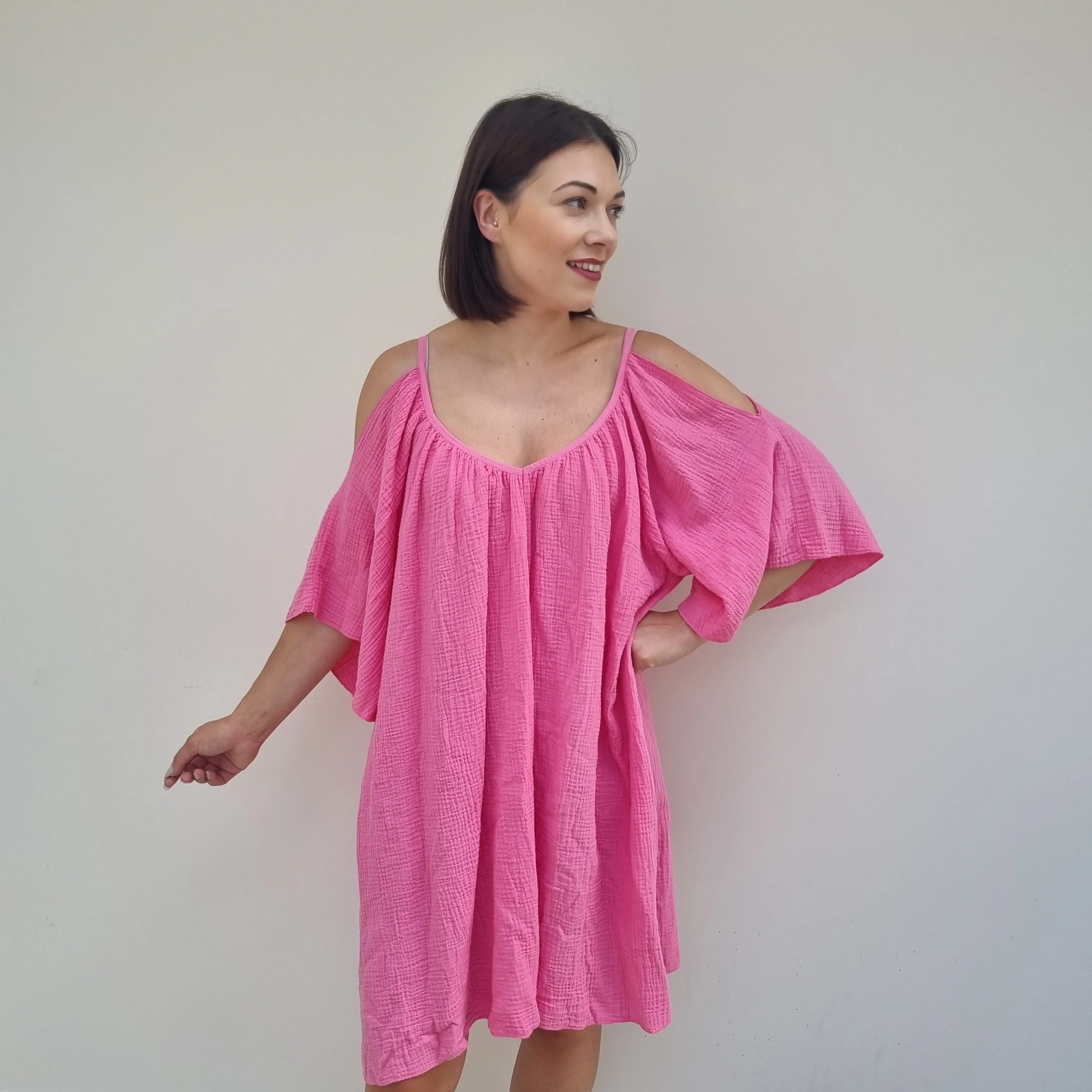 Cold Shoulder Flounchy Mini Dress