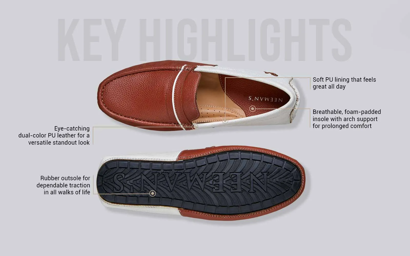 Color Block Loafers : White-Tan