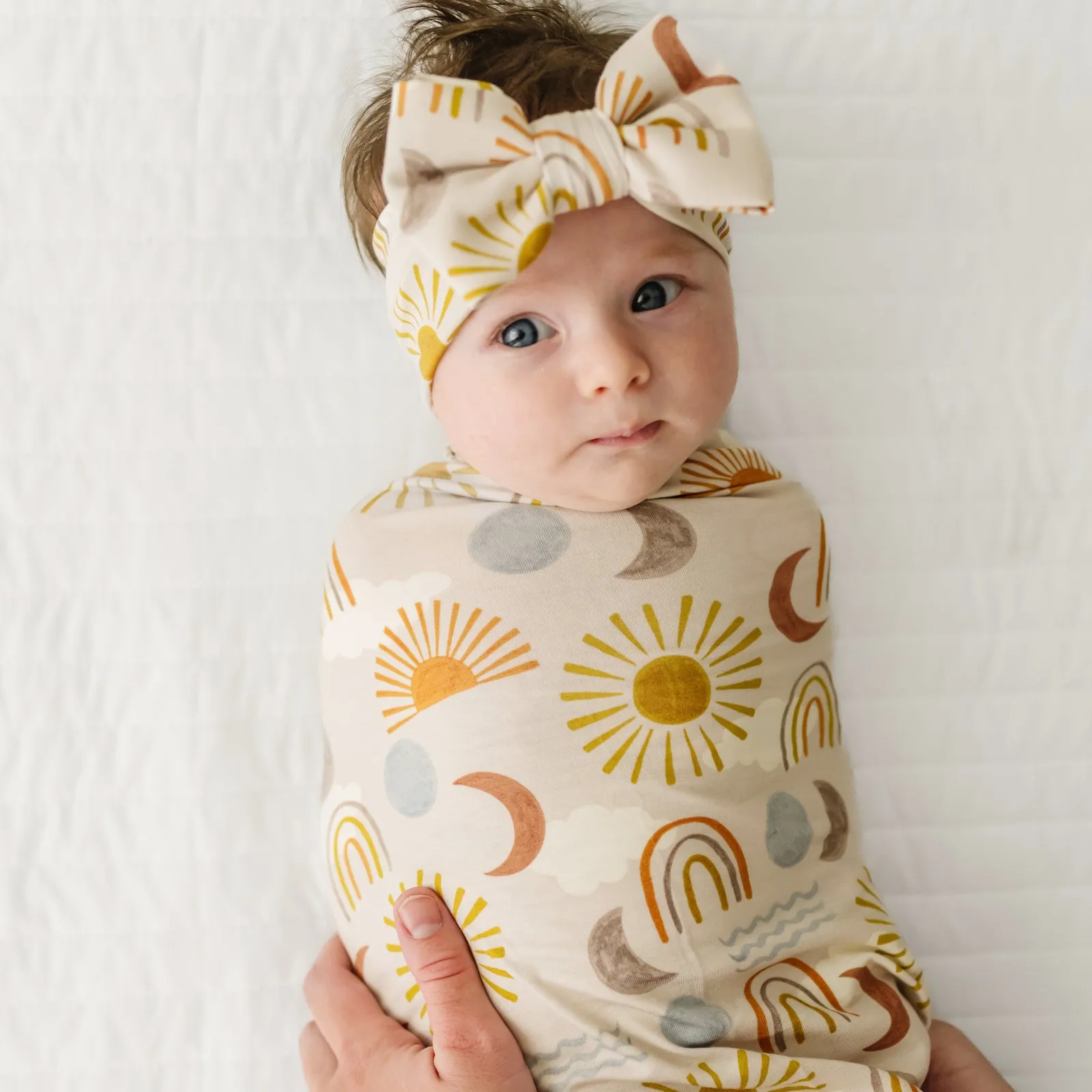 Desert Sunrise Swaddle & Luxe Bow Headband Set