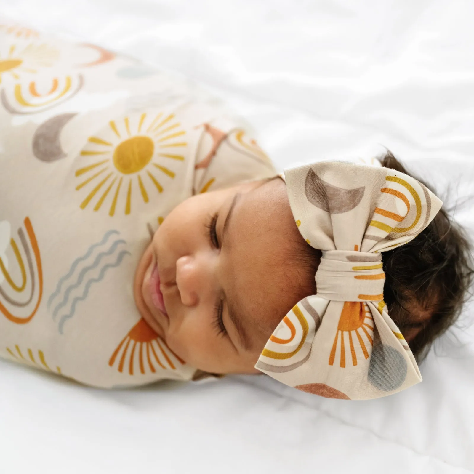 Desert Sunrise Swaddle & Luxe Bow Headband Set