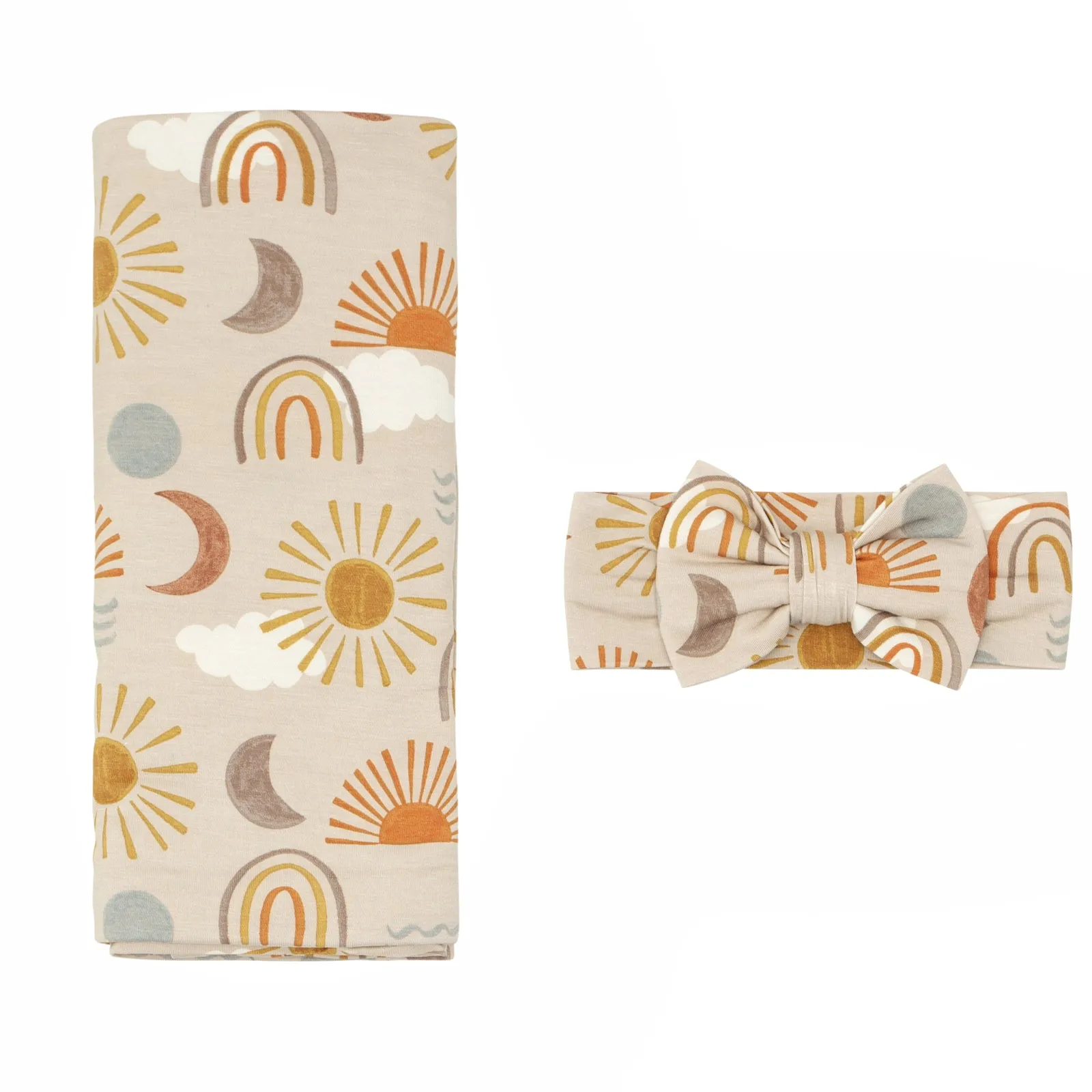 Desert Sunrise Swaddle & Luxe Bow Headband Set