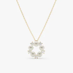 Diamond and Pearl Pendant Necklace, Perla