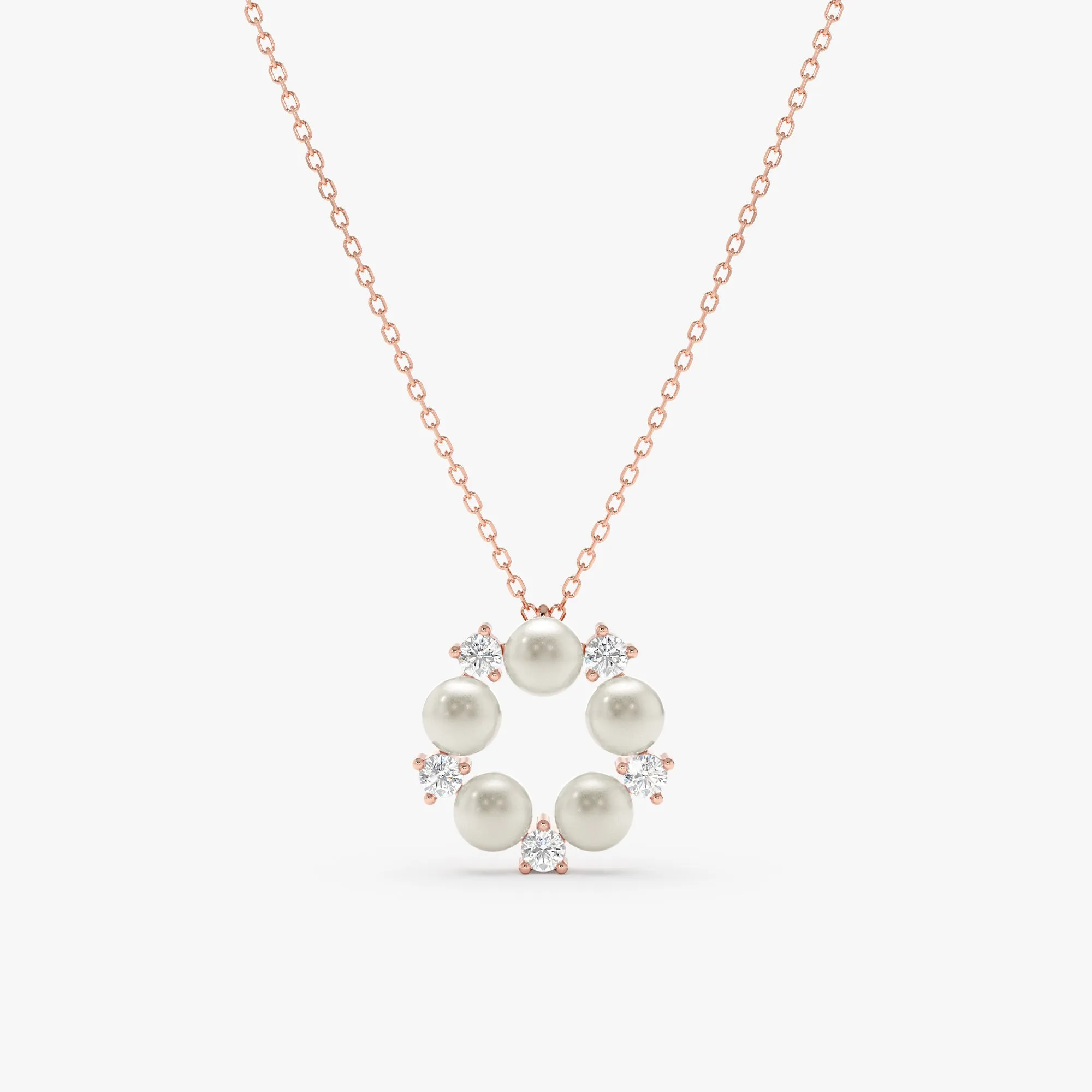 Diamond and Pearl Pendant Necklace, Perla