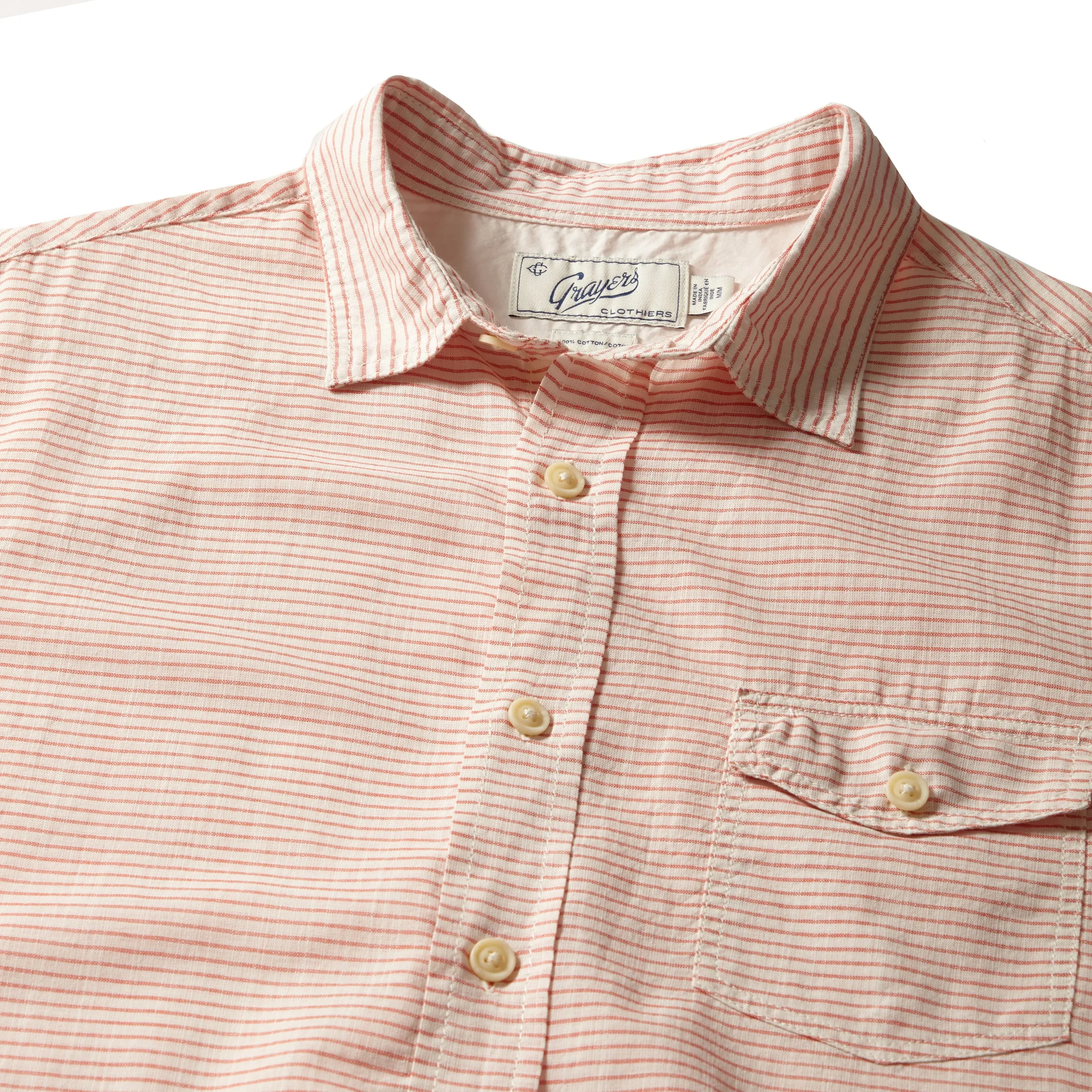 Fairfield Horizontal Micro Stripe Short Sleeve Shirt - Red Cream