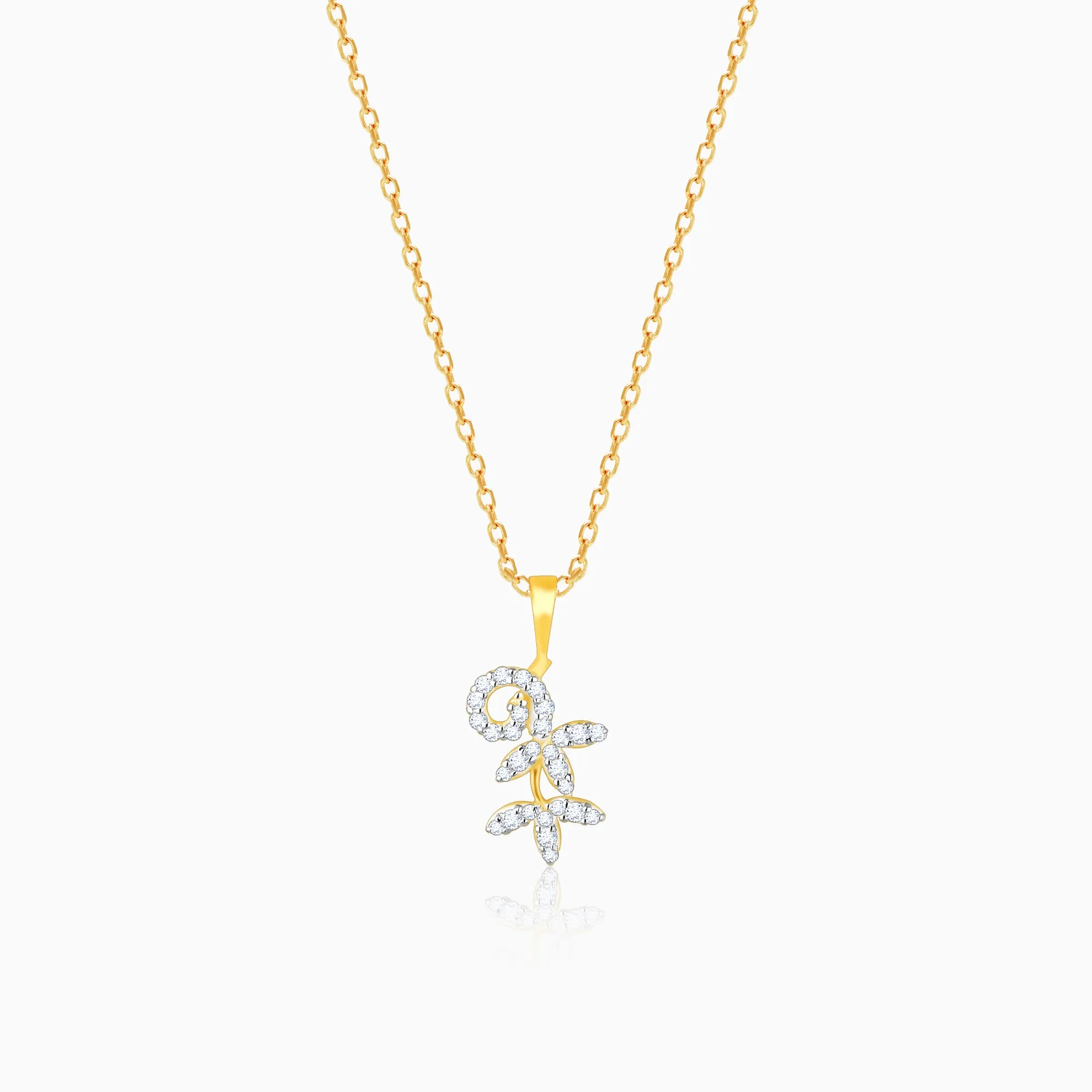 Gold Elegant Floral Diamond Pendant