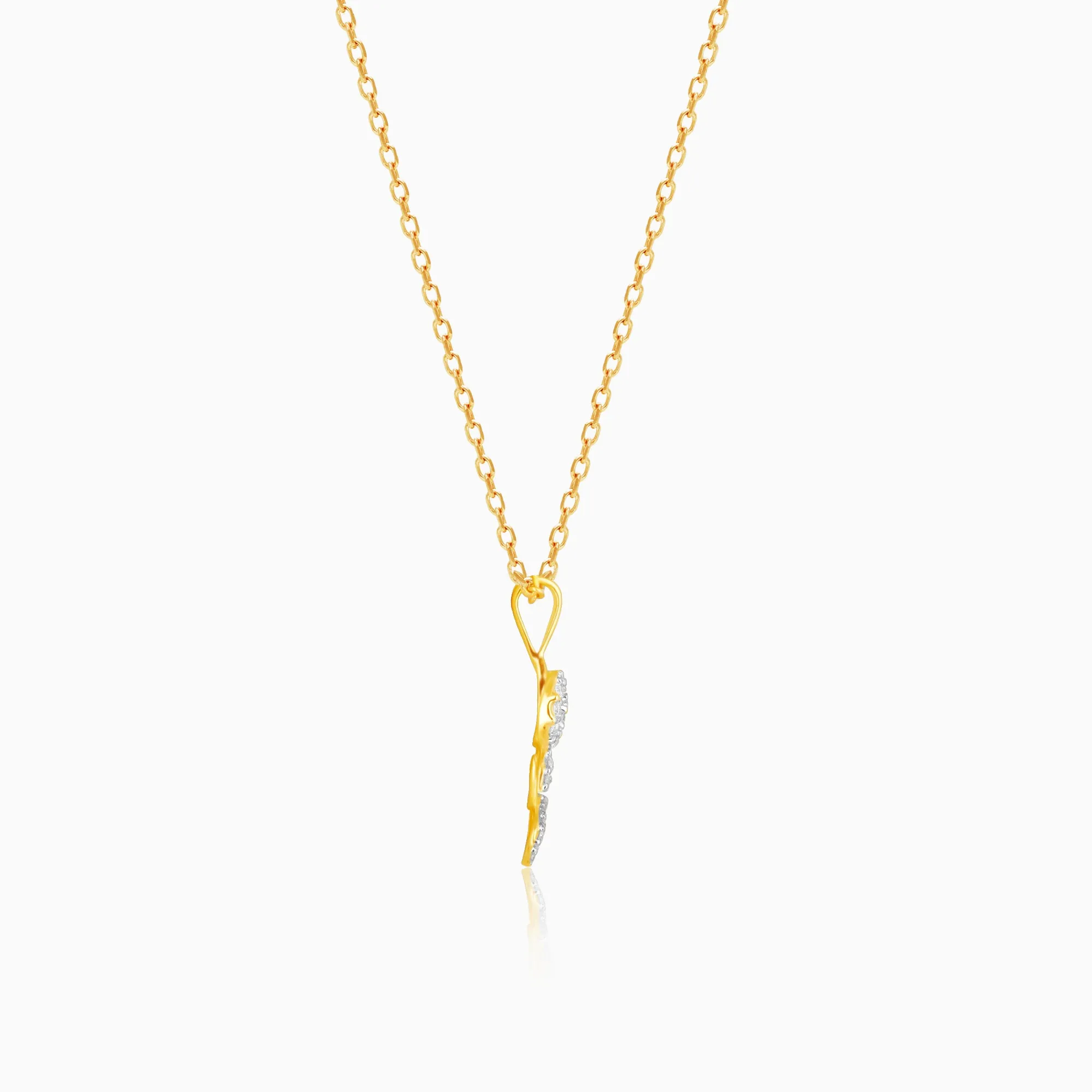 Gold Elegant Floral Diamond Pendant