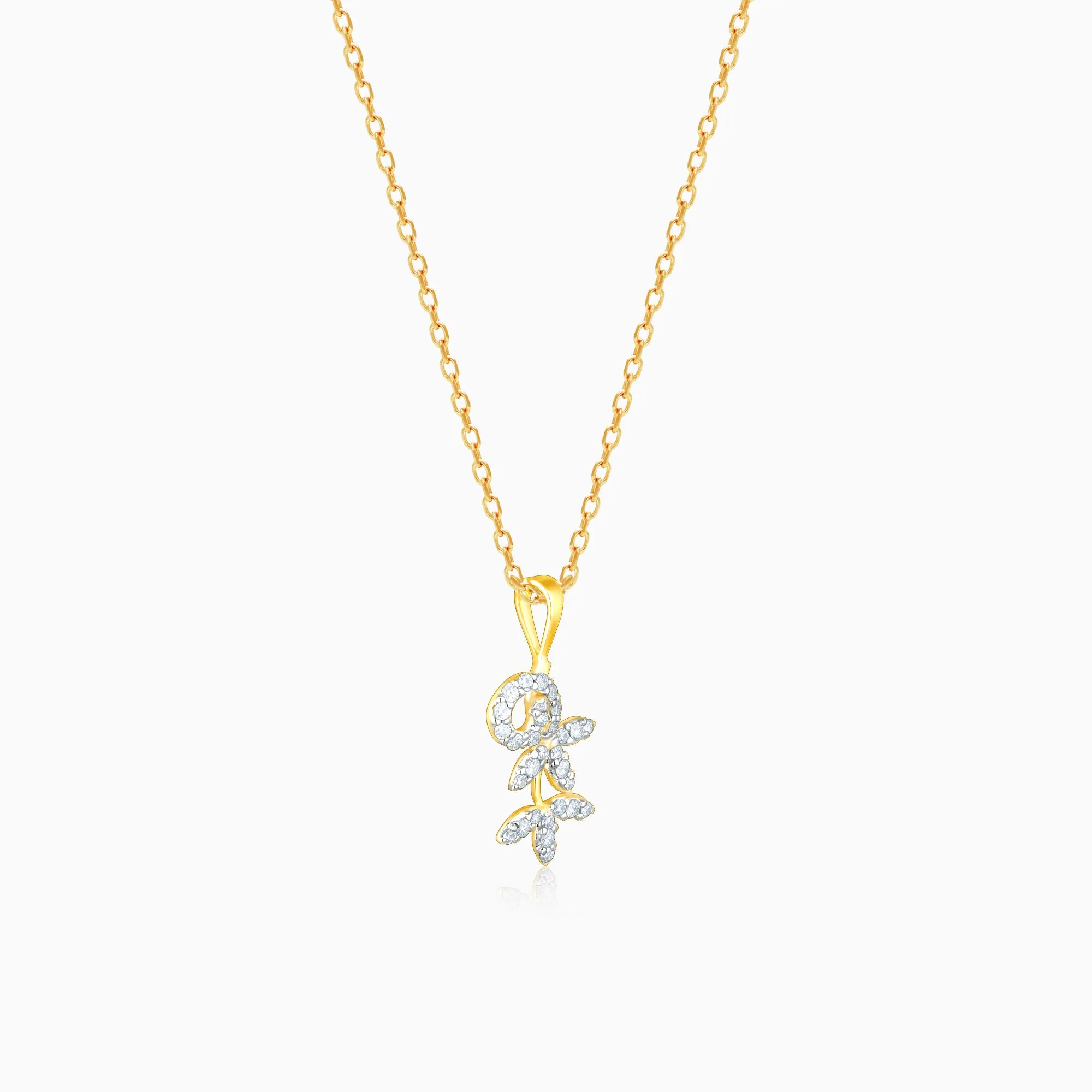 Gold Elegant Floral Diamond Pendant