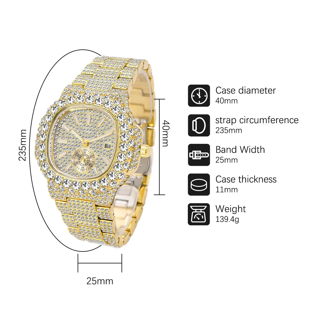 **Gold Watch For Men Diamond  Watches**